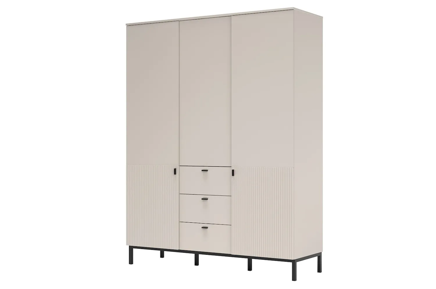 Szafa 3-drzwiowa z 3 szufladami KORFU 156 cm kaszmir