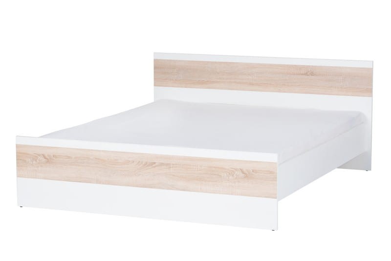 Łóżko WENECJA 3 dwuosobowe z zagłówkiem dąb sonoma białe 160x200cm Łóżko WENECJA 3 dwuosobowe z zagłówkiem dąb sonoma białe 160x200cm