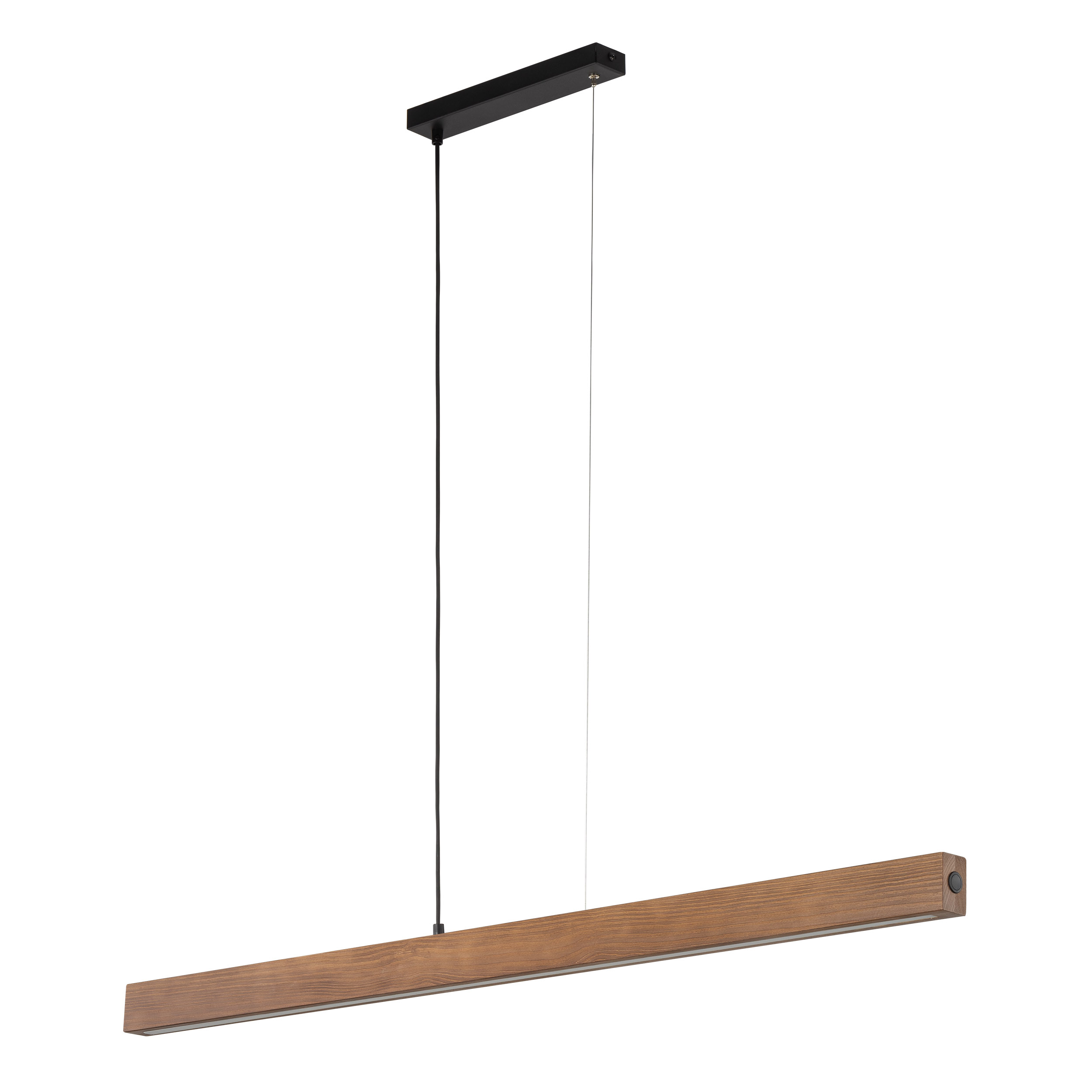 Lampa wisząca TEO LED 15W czarna z drewnianym kloszem z orzecha z włącznikiem 126x100x5cm