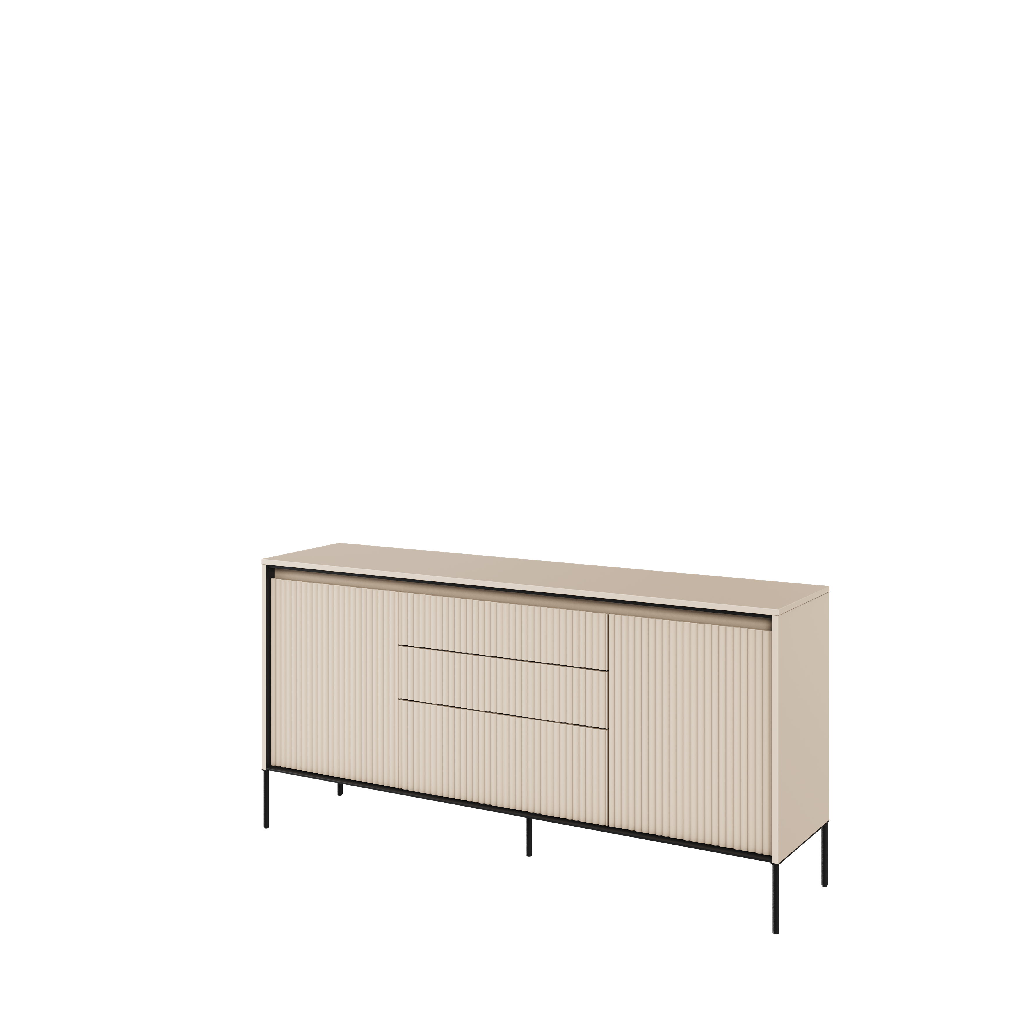 Komoda z oświetleniem TREND TR-01 2D3S ryflowana beż piaskowy/czarny Komoda z oświetleniem TREND TR-01 2D3S ryflowana beż piaskowy/czarny