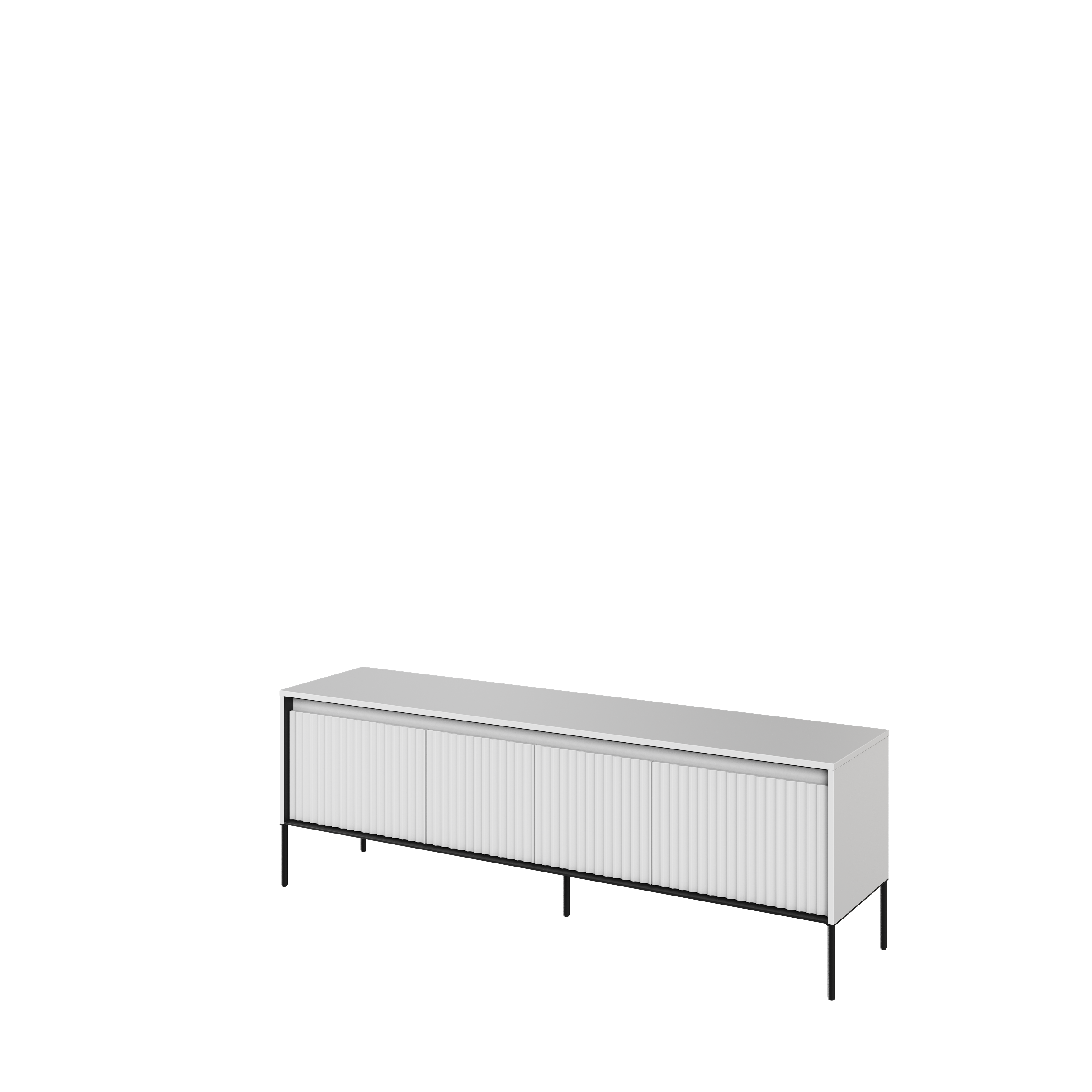 Szafka RTV z oświetleniem TREND TR-05 4D 166cm ryflowana biały/czarny