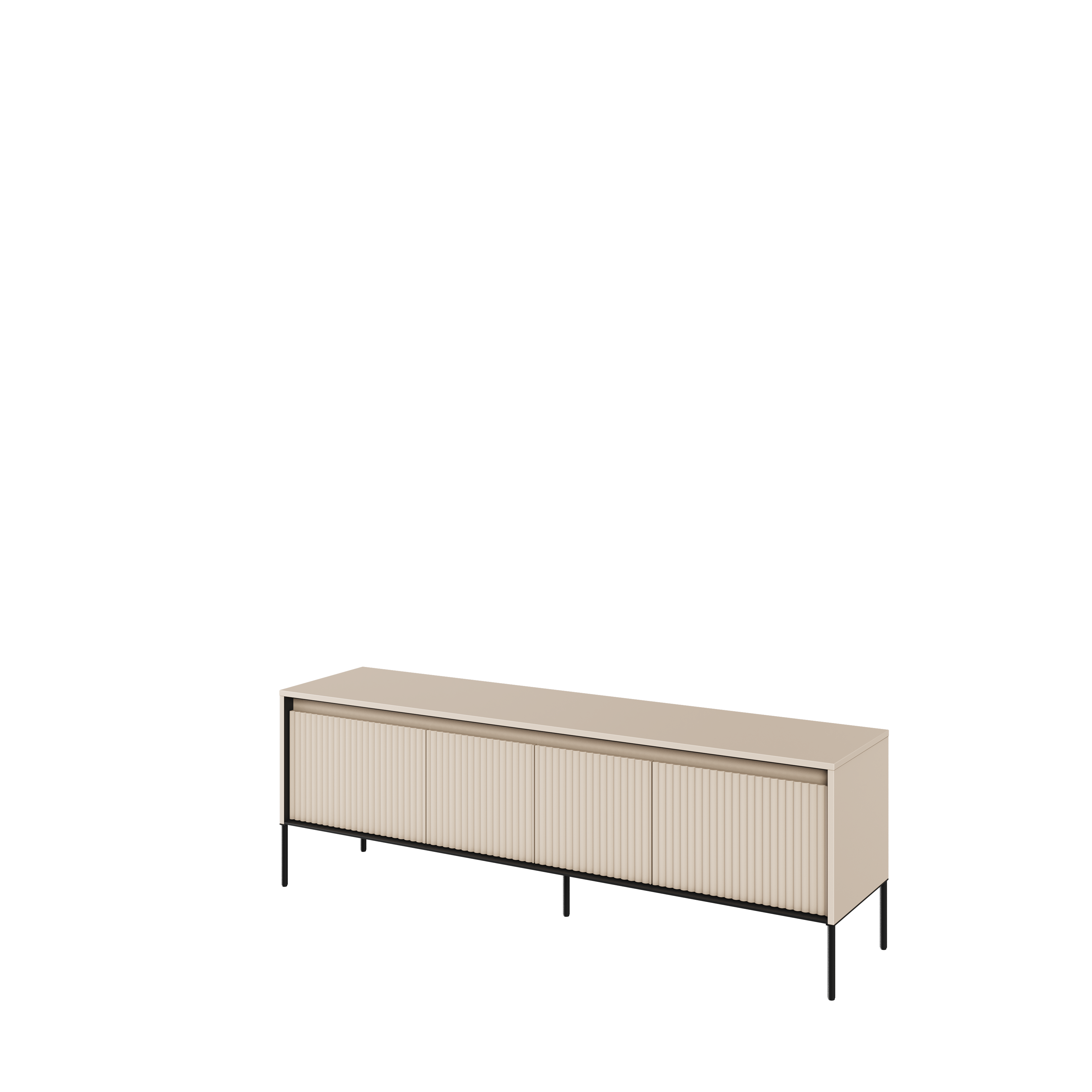 Szafka RTV z oświetleniem ryflowana TREND TR-05 4D 166cm - beż piaskowy/czarny