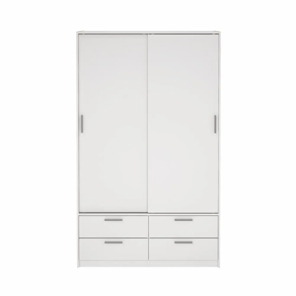 Szafa 2-drzwiowa z 4 szufladami LINE 120 cm biała