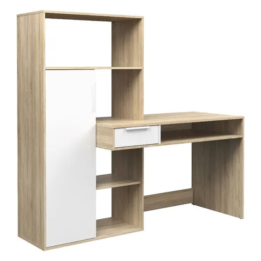 Funkcjonalne biurko z regałem FUNCTION PLUS 160cm biały/dąb