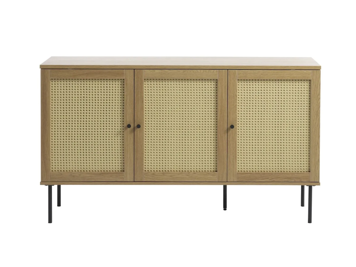 Komoda 3-drzwiowa PENSACOLA 140x80 cm rattan/efekt dębu