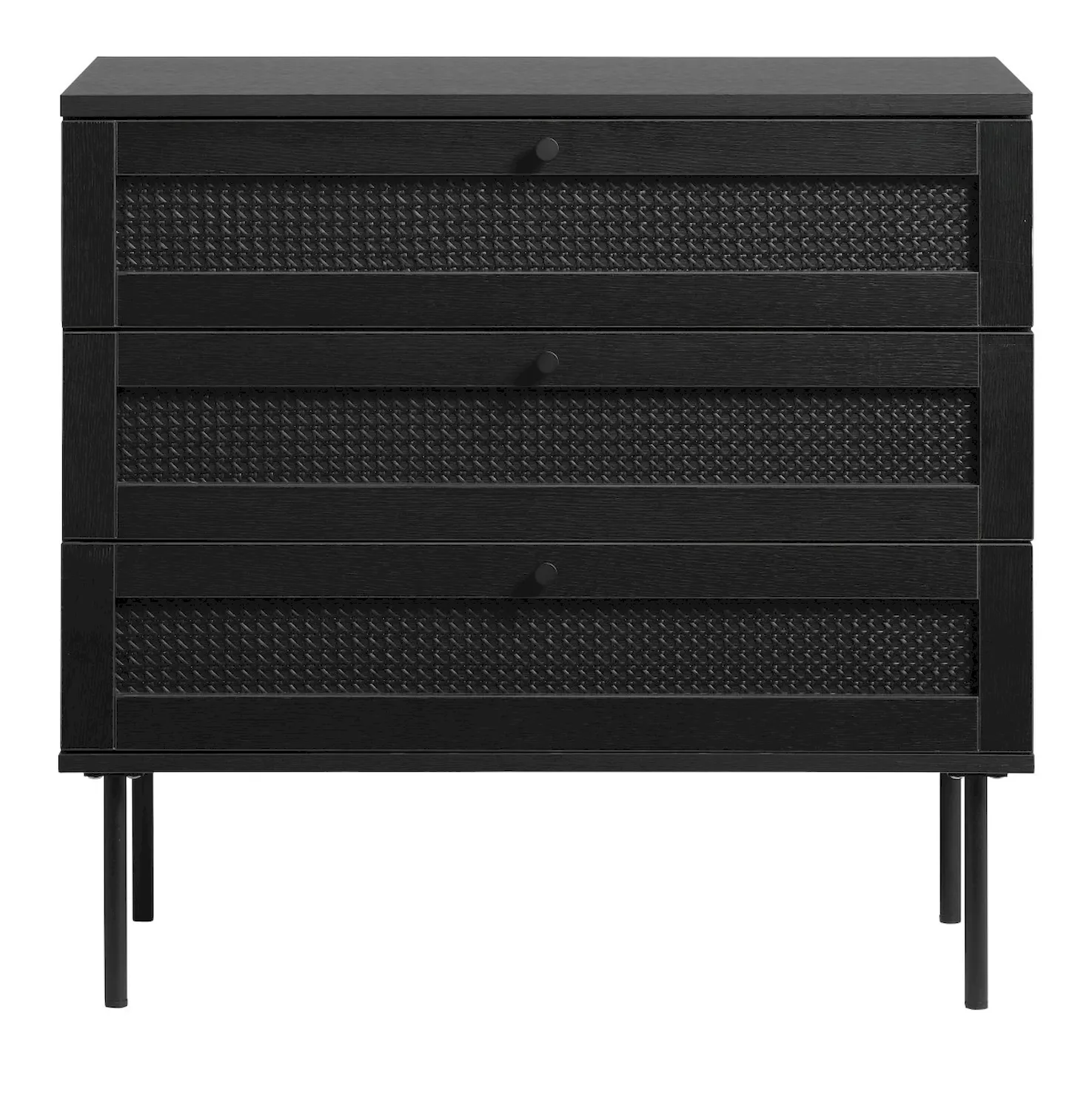 Komoda z 3 szufladami PENSACOLA 80x75 cm rattan/czarna Komoda z 3 szufladami PENSACOLA 80x75 cm rattan/czarna