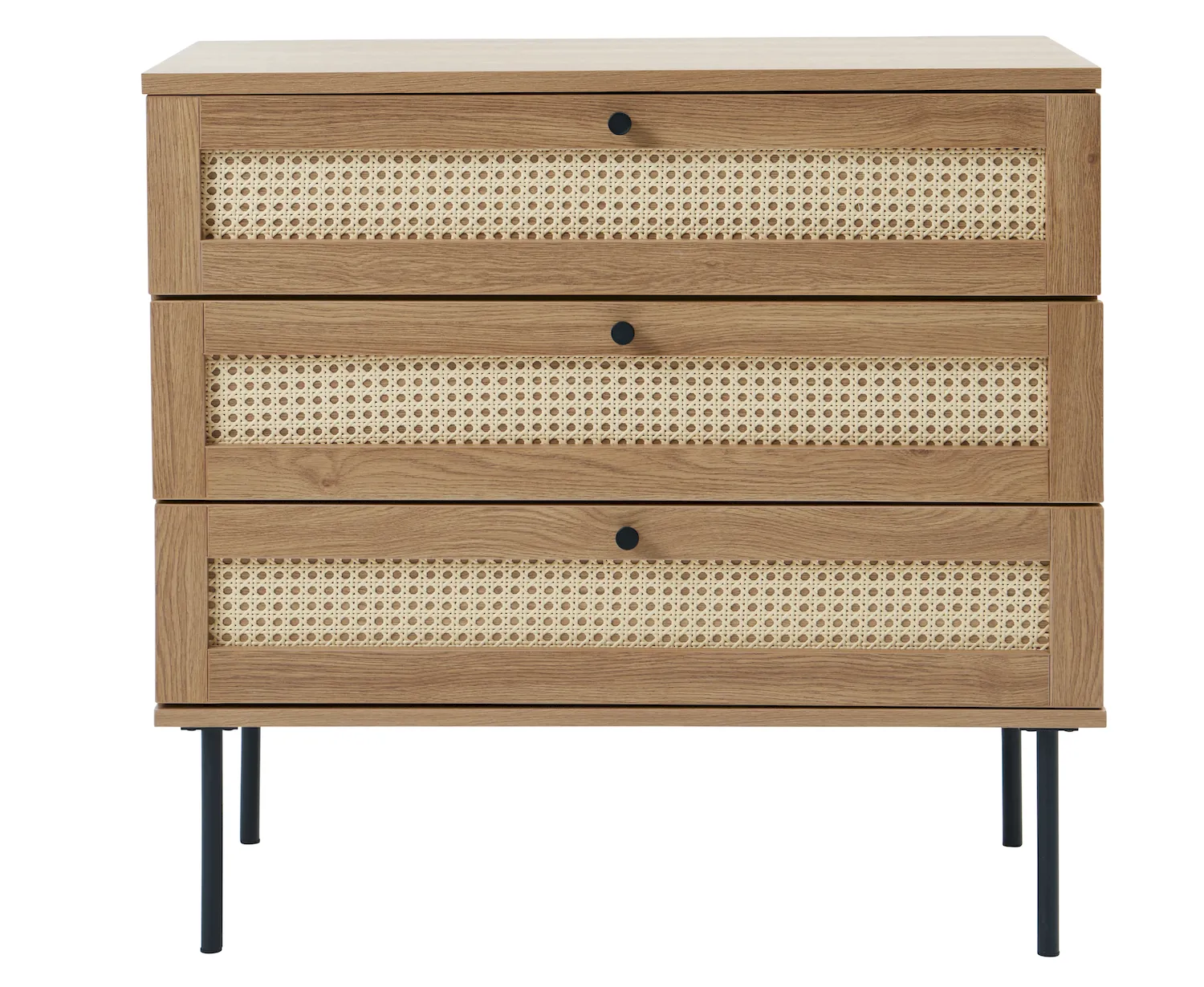 Komoda z 3 szufladami PENSACOLA 80 cm plecionka polirattan naturalny Komoda z 3 szufladami PENSACOLA 80 cm plecionka polirattan naturalny