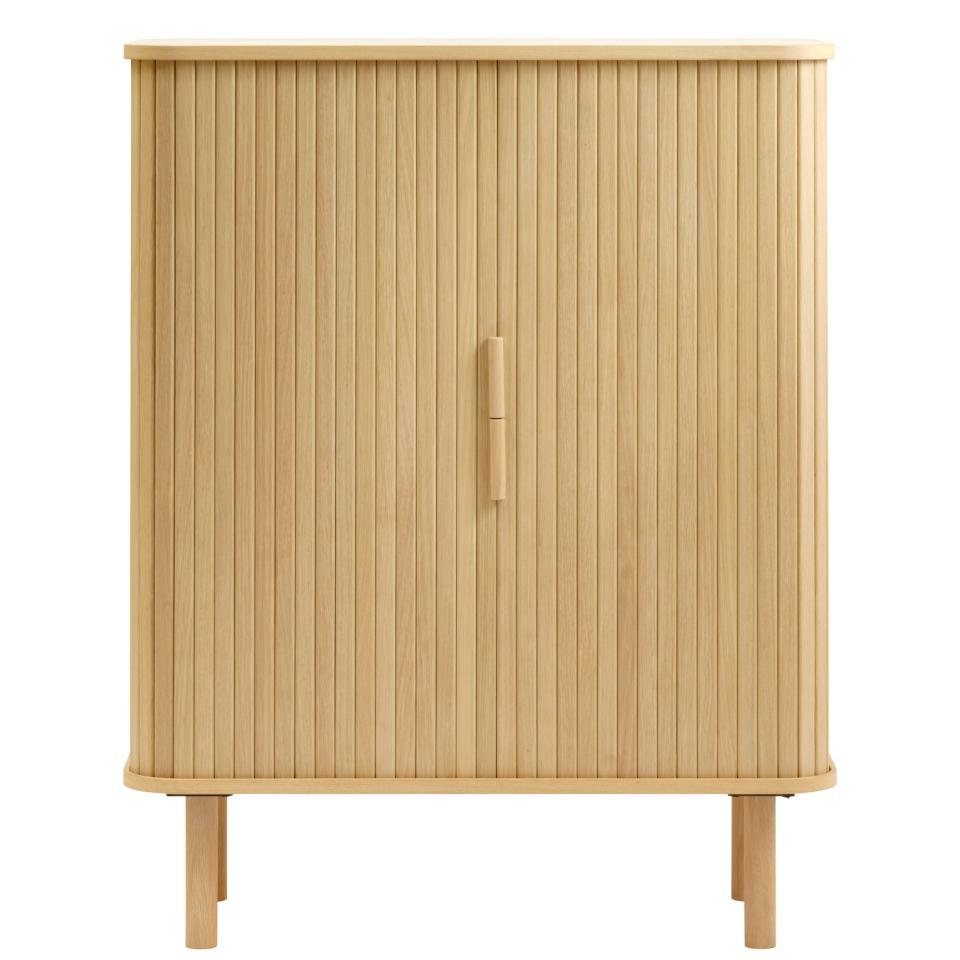 Komoda wysoka CAVO 2-drzwiowa ryflowana - dąb naturalny UNIQUE FURNITURE