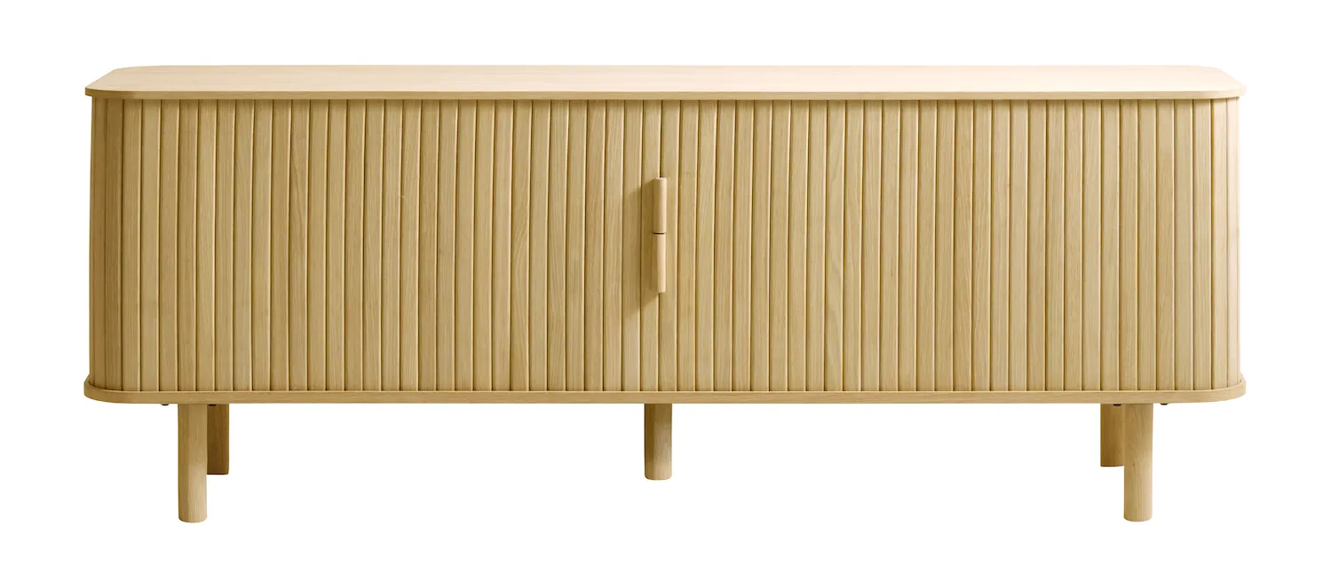 Szafka RTV 2-drzwiowa CAVO 160 cm ryflowana - dąb naturalny UNIQUE FURNITURE