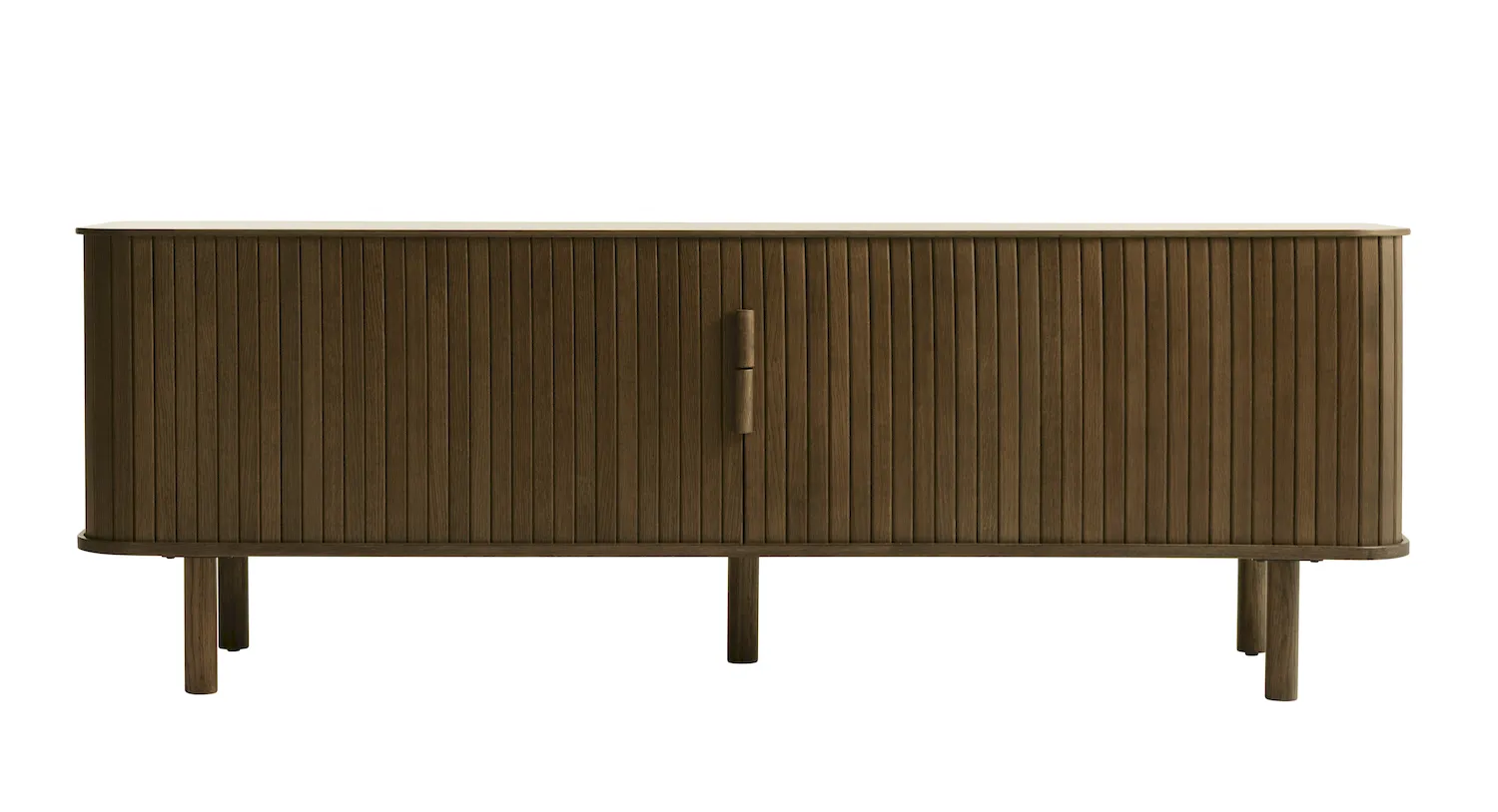 Szafka RTV CAVO 2-drzwiowa ryflowana 160 cm - dąb wędzony UNIQUE FURNITURE