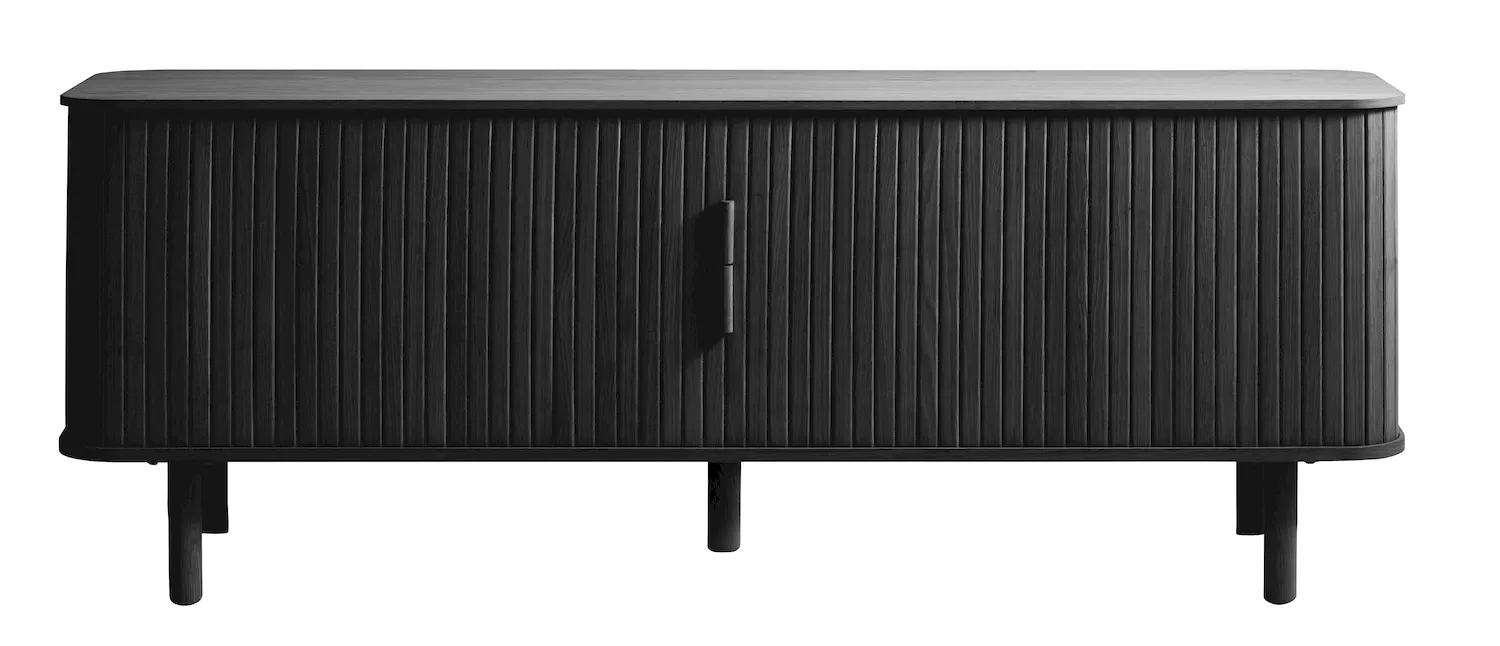 Szafka RTV CAVO 2-drzwiowa ryflowana 160 cm - czarna UNIQUE FURNITURE Szafka RTV CAVO 2-drzwiowa ryflowana 160 cm - czarna UNIQUE FURNITURE