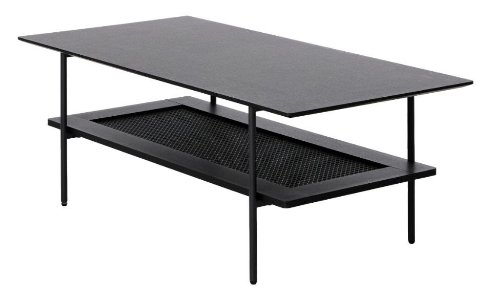 Ława z półką PENSACOLA 55x110 cm rattan/czarny