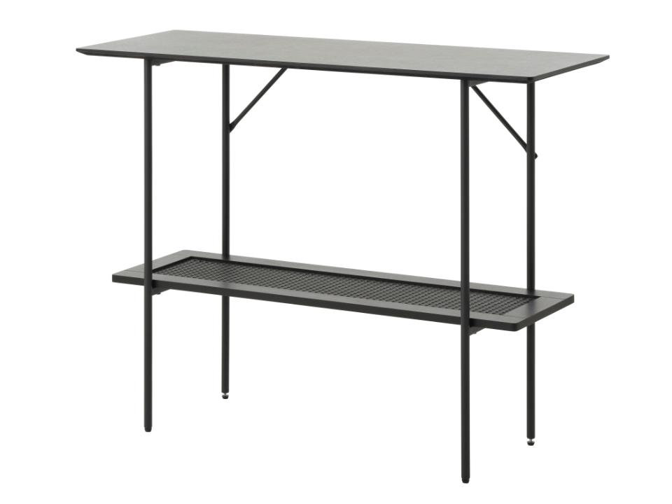 Konsola z półką PENSACOLA 100 cm rattan/czarna