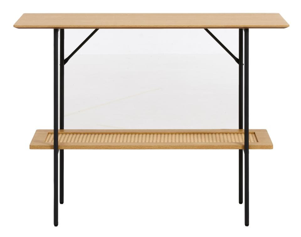 Konsola z półką PENSACOLA 100 cm rattan/efekt dębu