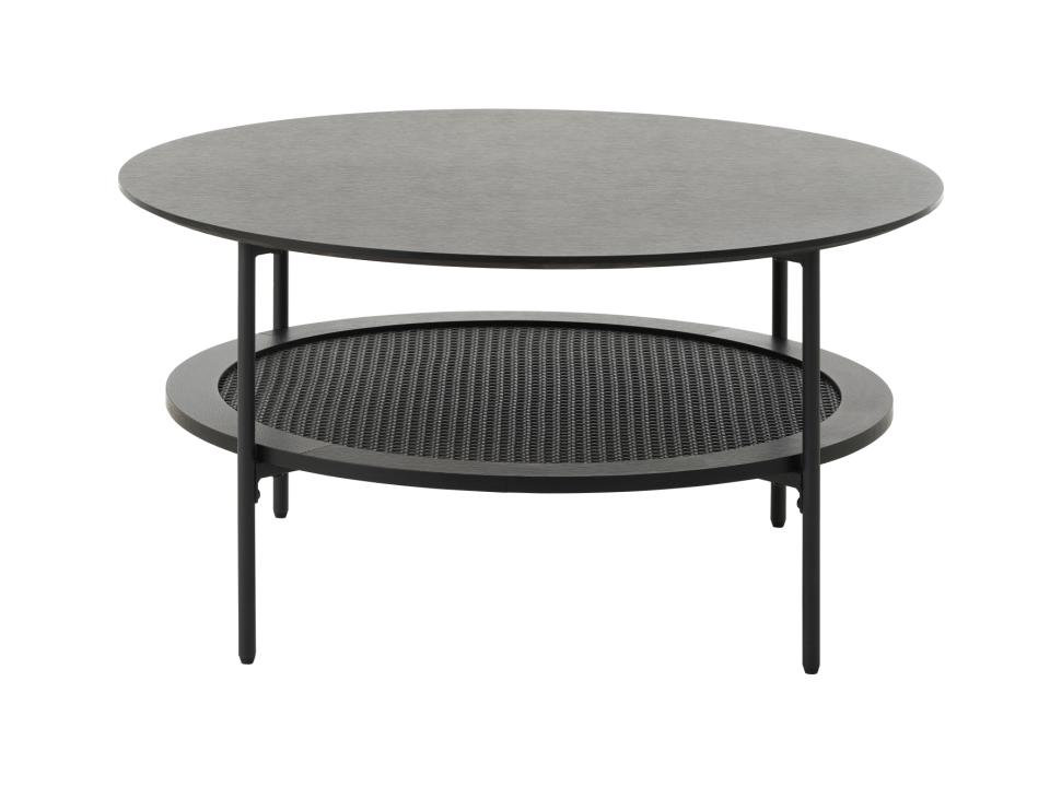 Stolik kawowy okrągły PENSACOLA 80 cm z półką rattan/czarny