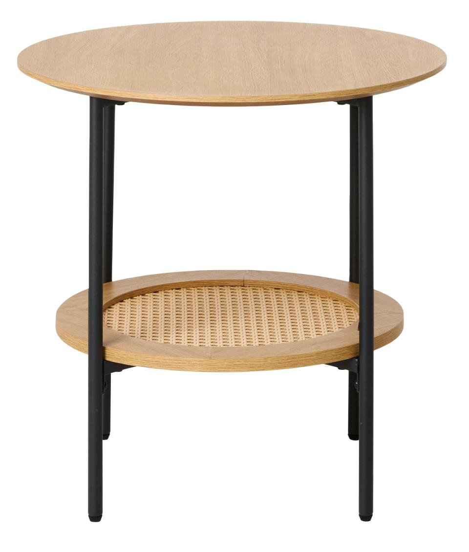 Stolik kawowy okrągły PENSACOLA 50 cm z półką rattan/efekt dębu