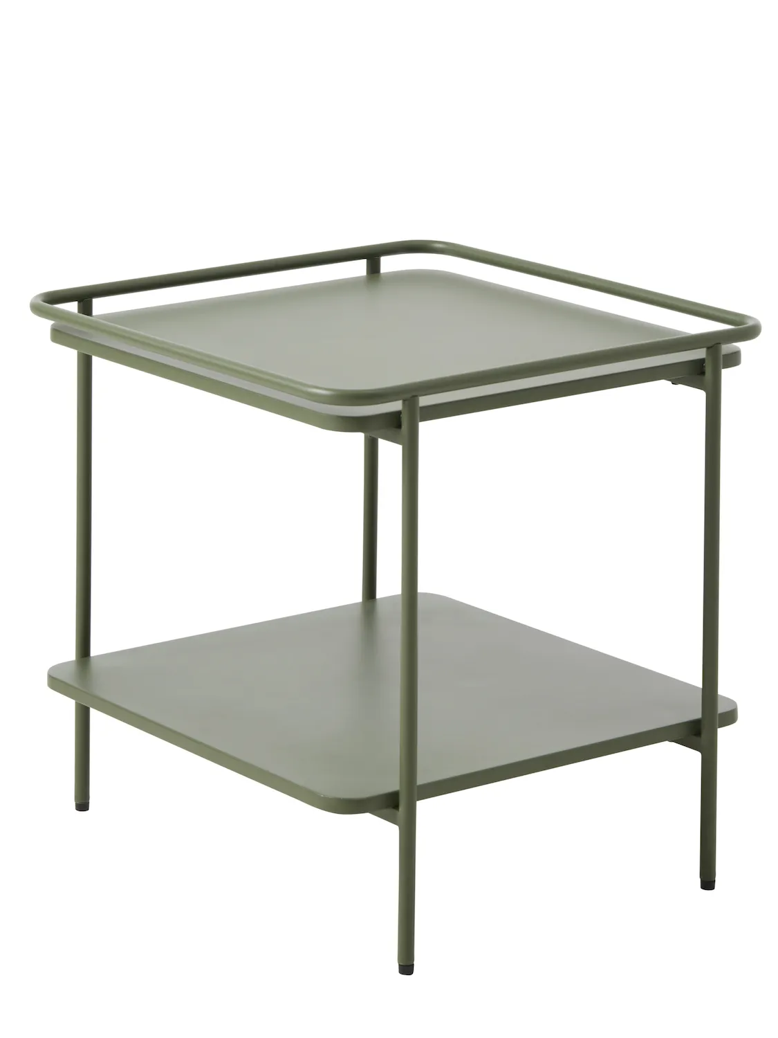 Stolik kawowy metalowy YUBA z półką 45x45 cm - zielony Stolik kawowy metalowy YUBA z półką 45x45 cm - zielony