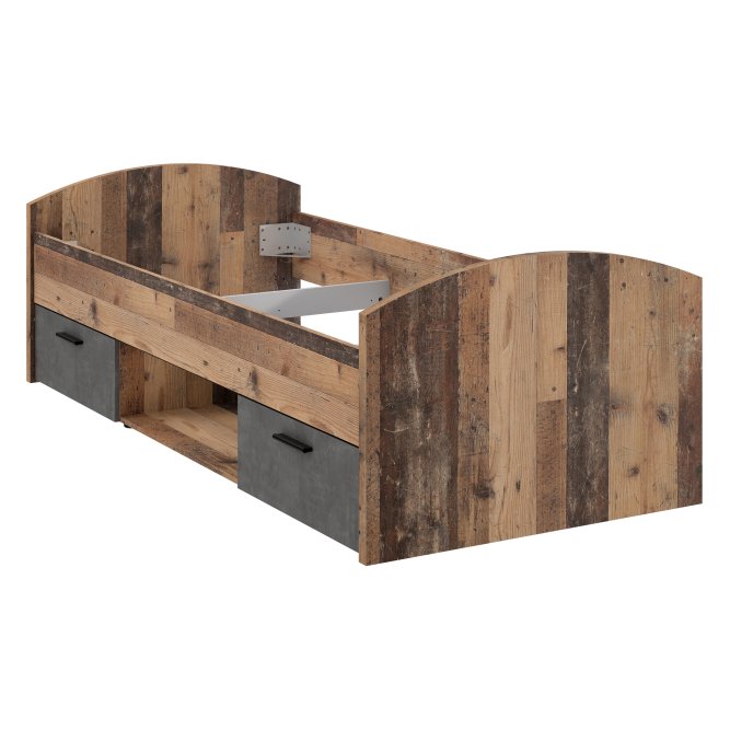 Łóżko z szufladami i wnęką CLIF 90X200 -old wood vintage, beton Łóżko z szufladami i wnęką CLIF 90X200 -old wood vintage, beton